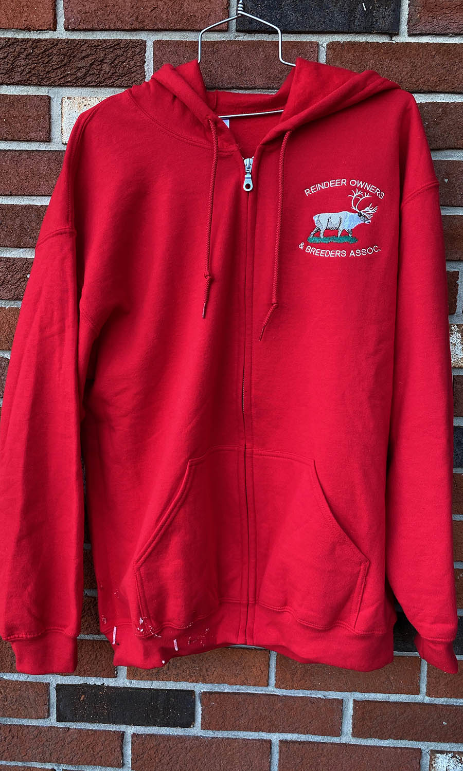 Full Zip Sweatshirt Hoodie - Red - Reindeer Owners and Breeders Association
